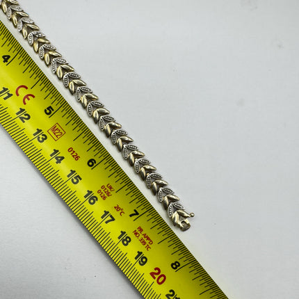 Vintage Diamond Chip Tennis Bracelet: Golden Sterling Silver Jewelry