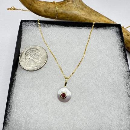 Vintage TINY Gold Pearl Necklace - Minimal Chain