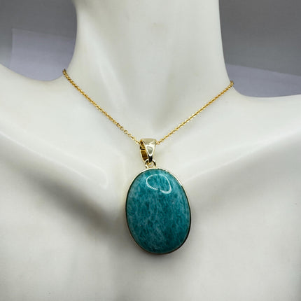 Vintage Gold Filled - Green Amazonite Charm pendant necklace