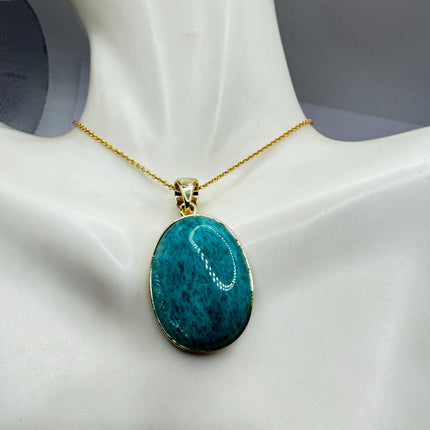 Vintage Gold Filled - Green Amazonite Charm pendant necklace