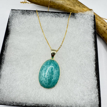Vintage Gold Filled - Green Amazonite Charm pendant necklace