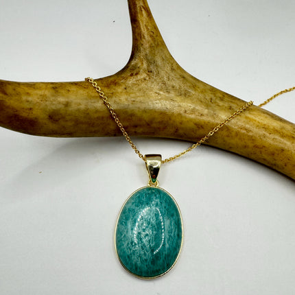 Vintage Gold Filled - Green Amazonite Charm pendant necklace