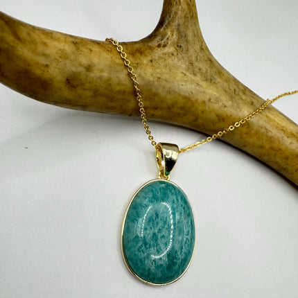 Vintage Gold Filled - Green Amazonite Charm pendant necklace