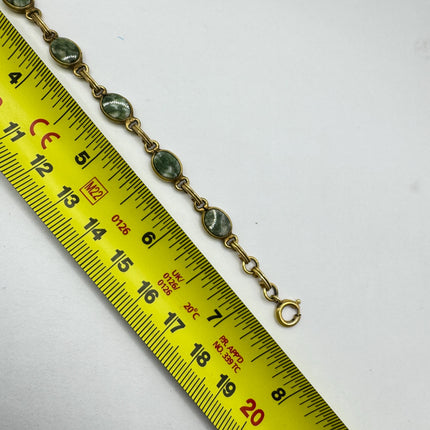 Vintage Green Jade Gold Filled Bracelet - Minimal Everyday Layered Stacking - Dainty Simple Design