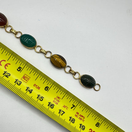 Vintage Gold Gemstone Scarab Bracelet Gold Filled