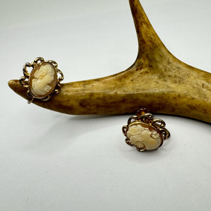 Vintage Cameo Clip-On Earrings: Gold Filled Screw ons
