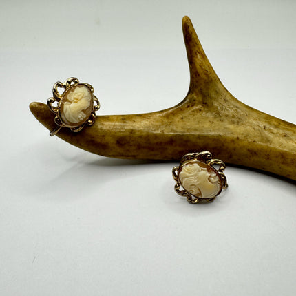 Vintage Cameo Clip-On Earrings: Gold Filled Screw ons