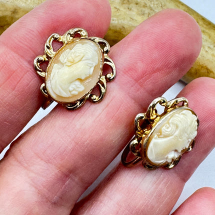Vintage Cameo Clip-On Earrings: Gold Filled Screw ons