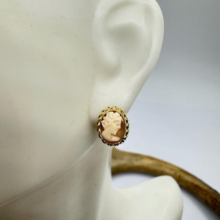 Vintage Cameo Earrings Simple Minimal Everyday Jewelry Gold Filled
