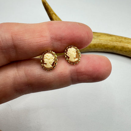 Vintage Cameo Earrings Simple Minimal Everyday Jewelry Gold Filled