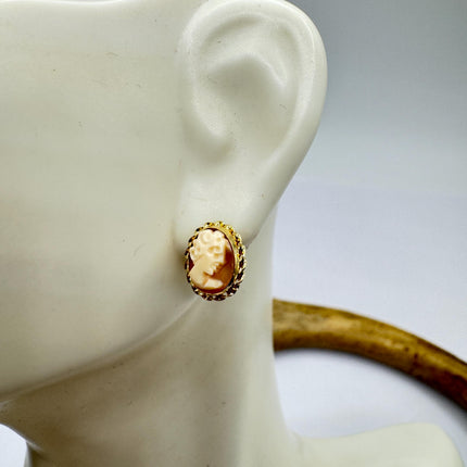 Vintage Cameo Earrings Simple Minimal Everyday Jewelry Gold Filled
