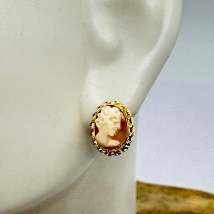 Vintage Cameo Earrings Simple Minimal Everyday Jewelry Gold Filled