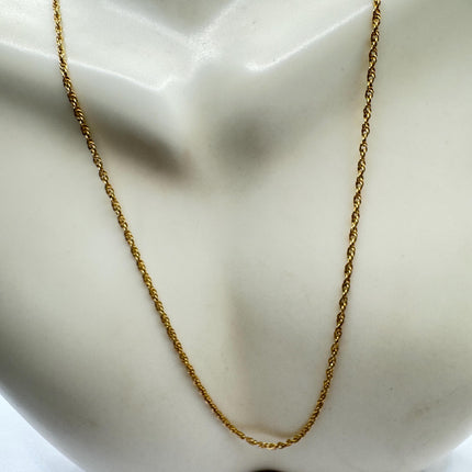 Vintage Rope Link Chain Necklace - Vintage 14k Gold Filled Delicate Design 18 Inches