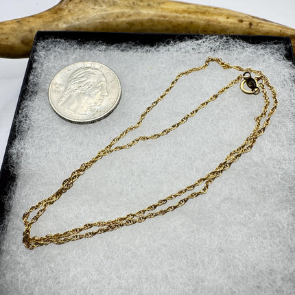 Vintage Rope Link Chain Necklace - Vintage 14k Gold Filled Delicate Design 18 Inches
