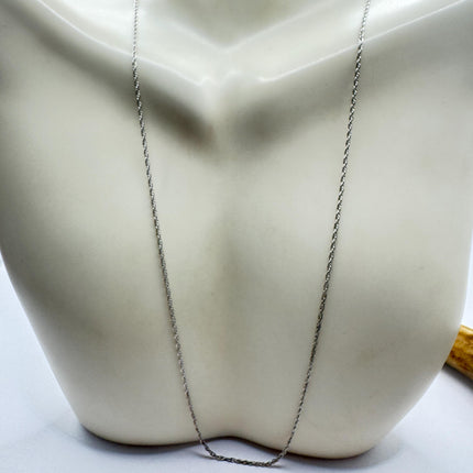 Vintage Rope Link Chain Necklace - Vintage 925 Sterling Silver Delicate Design 18 Inches