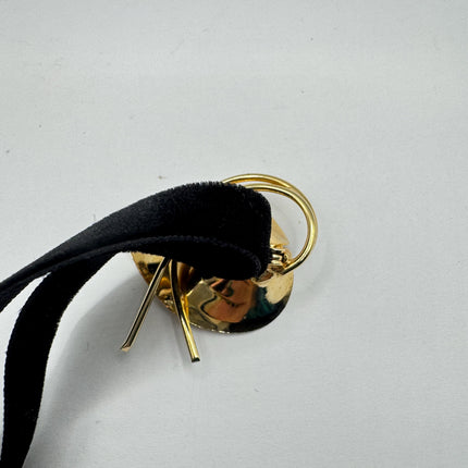 Vintage Green Jade Brooch Pin: Gold Filled Velvet Choker
