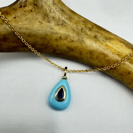 Vintage Blue Larimar Gold Filled Necklace: Minimalist Crystal Charm
