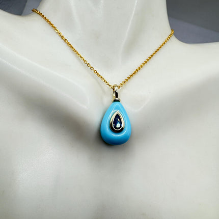 Vintage Blue Larimar Gold Filled Necklace: Minimalist Crystal Charm