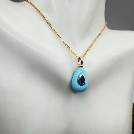 Vintage Blue Larimar Gold Filled Necklace: Minimalist Crystal Charm