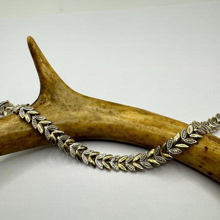 Vintage Diamond Chip Tennis Bracelet: Golden Sterling Silver Jewelry