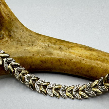 Vintage Diamond Chip Tennis Bracelet: Golden Sterling Silver Jewelry