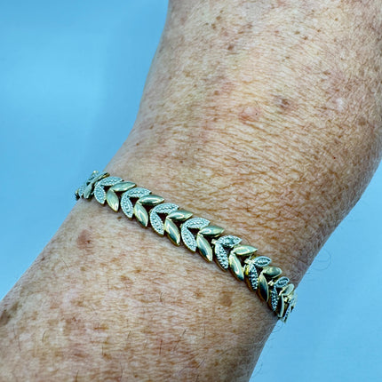 Vintage Diamond Chip Tennis Bracelet: Golden Sterling Silver Jewelry
