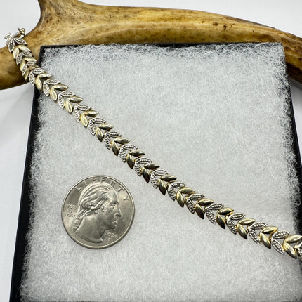 Vintage Diamond Chip Tennis Bracelet: Golden Sterling Silver Jewelry