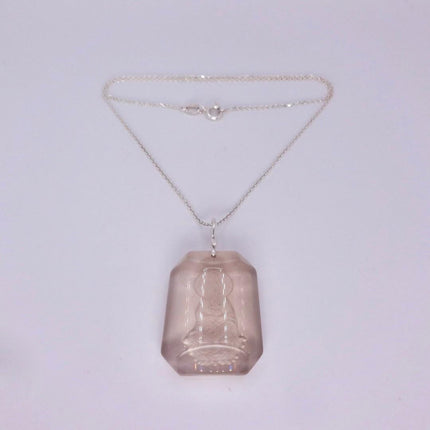 Vintage Smokey Quartz Buddha Boho 925 Sterling Silver Necklace
