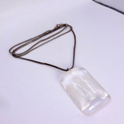 Vintage Quartz Buddha Boho 925 Sterling Silver Necklace