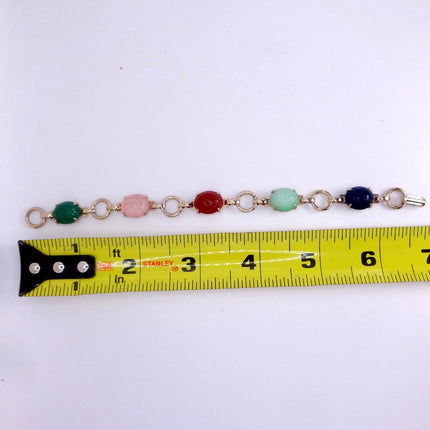 Vintage Gemstone Scarab Bracelet Gold Filled Egyptian Revival