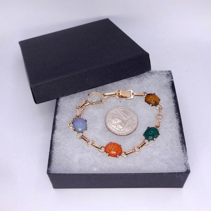 Vintage Gemstone Scarab Bracelet Gold Filled Egyptian Revival