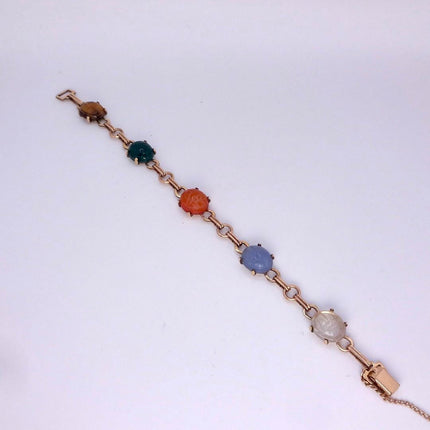 Vintage Gemstone Scarab Bracelet Gold Filled Egyptian Revival