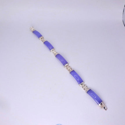 Vintage Purple Jade Lucky Link Bracelet | 925 Sterling Silver layered stacking bracelet