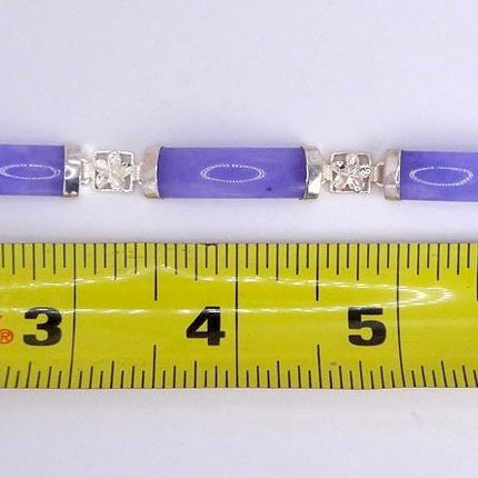 Vintage Purple Jade Lucky Link Bracelet | 925 Sterling Silver layered stacking bracelet