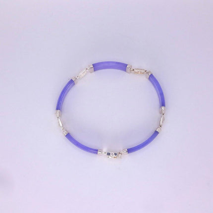 Vintage Purple Jade Lucky Link Bracelet | 925 Sterling Silver layered stacking bracelet