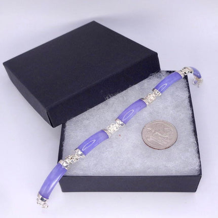 Vintage Purple Jade Lucky Link Bracelet | 925 Sterling Silver layered stacking bracelet