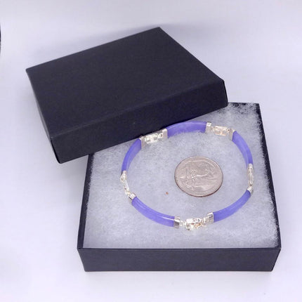 Vintage Purple Jade Lucky Link Bracelet | 925 Sterling Silver layered stacking bracelet