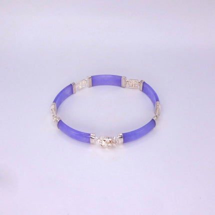 Vintage Purple Jade Lucky Link Bracelet | 925 Sterling Silver layered stacking bracelet