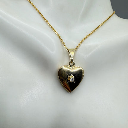 Vintage Heart Locket Necklace: Etched Gold Filled Charm