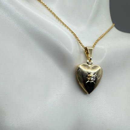Vintage Heart Locket Necklace: Etched Gold Filled Charm