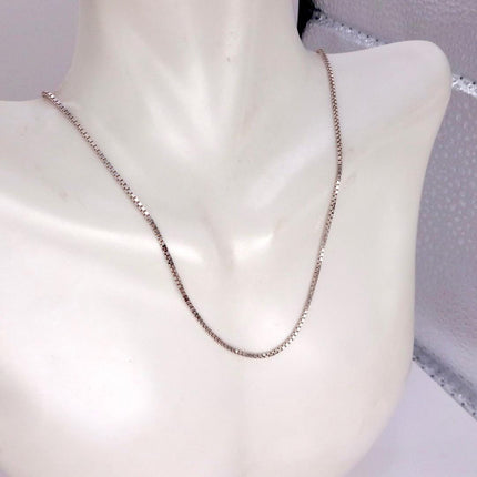 Vintage Box Link Chain Necklace - Vintage 925 Sterling Silver Delicate Design 18 Inches