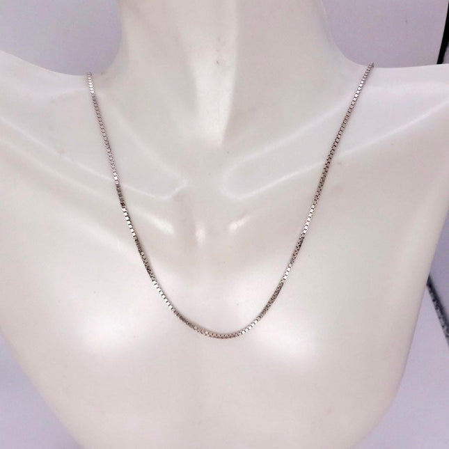 Vintage Box Link Chain Necklace - Vintage 925 Sterling Silver Delicate Design 18 Inches