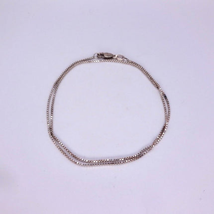 Vintage Box Link Chain Necklace - Vintage 925 Sterling Silver Delicate Design 18 Inches