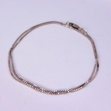 Vintage Box Link Chain Necklace - Vintage 925 Sterling Silver Delicate Design 18 Inches