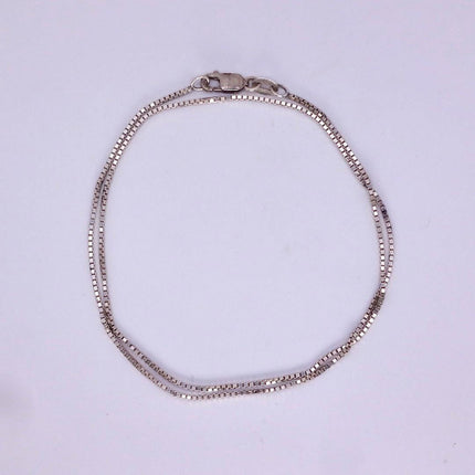 Vintage Box Link Chain Necklace - Vintage 925 Sterling Silver Delicate Design 18 Inches