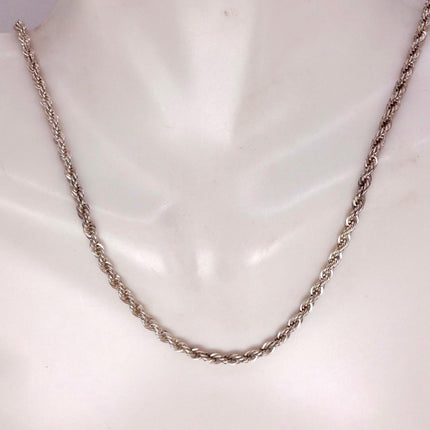 Vintage Link Chain Necklace - Vintage 925 Sterling Silver Delicate Design 24 Inches