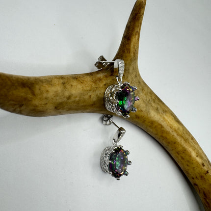 Vintage Mystic Topaz Sterling Silver Chandelier Earrings