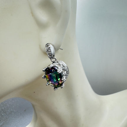 Vintage Mystic Topaz Sterling Silver Chandelier Earrings