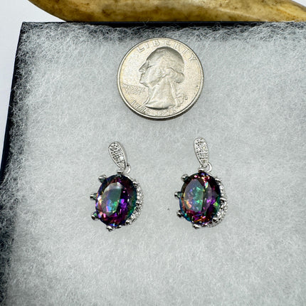 Vintage Mystic Topaz Sterling Silver Chandelier Earrings