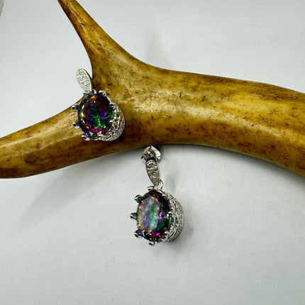 Vintage Mystic Topaz Sterling Silver Chandelier Earrings